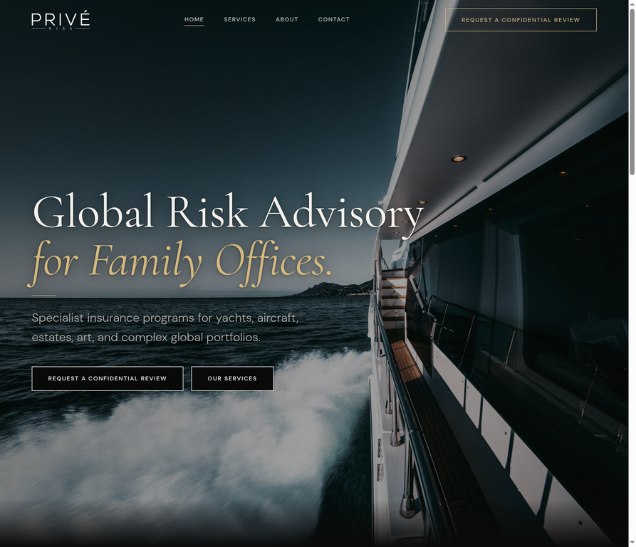 Privé Risk Solutions homepage
