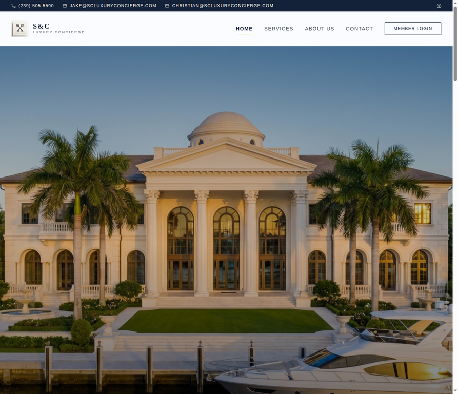S&C Luxury Concierge homepage